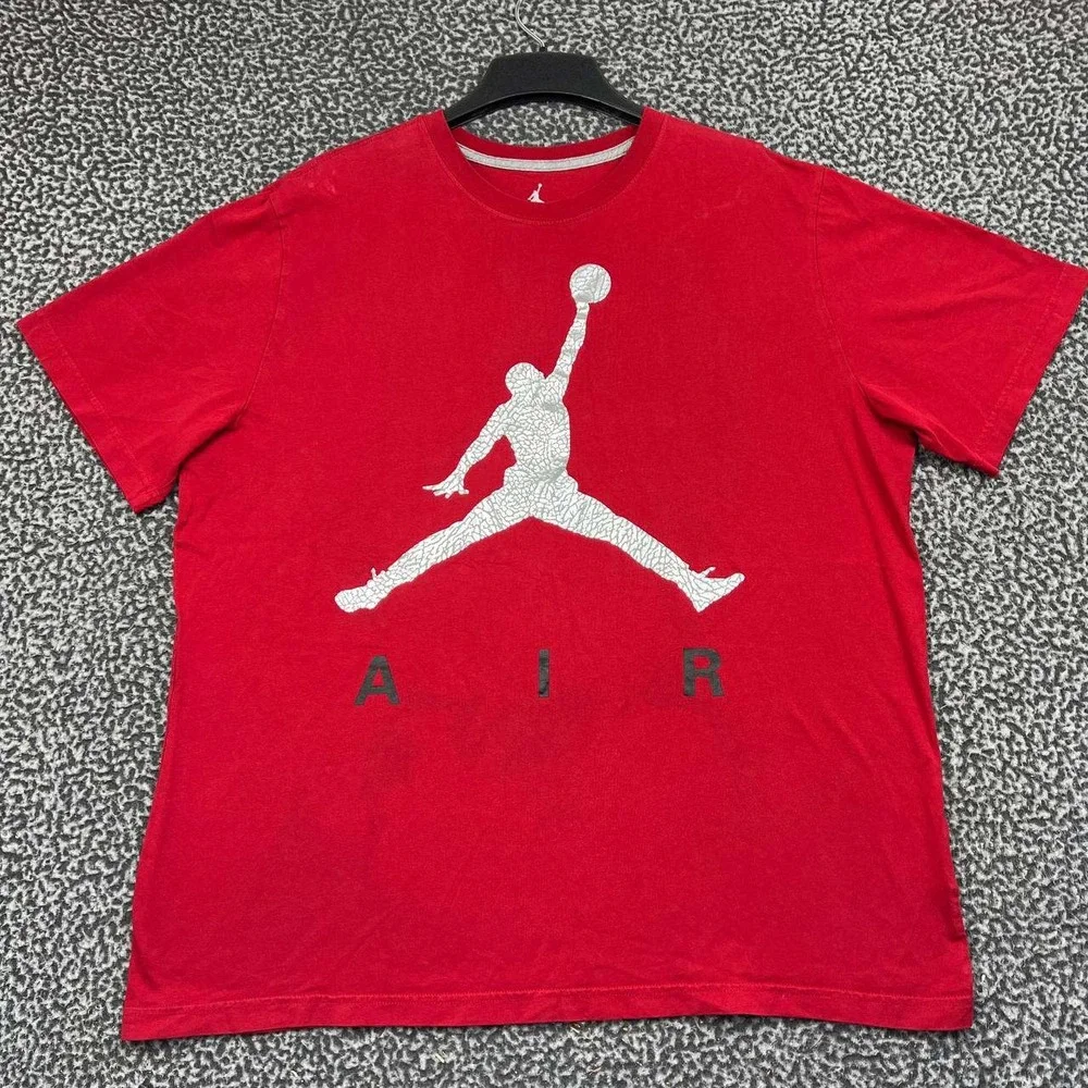 Air Jordan Cement Elephant Shirt Men XXL Red Jumpman Short Sleeve Cotton 2XL
